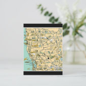 ヴィンテージ北カリフォルニアの地図 ポストカード (スタンド正面)