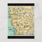 ヴィンテージ北カリフォルニアの地図 ポストカード (正面)