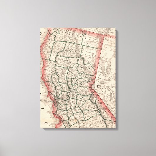 ヴィンテージ北カリフォルニアの地図(1883) キャンバスプリント (正面)