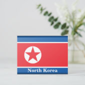 ヴィンテージ北朝鮮国旗の旅行観光 ポストカード (スタンド正面)