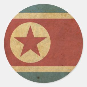 ヴィンテージ北朝鮮国旗 ラウンドシール