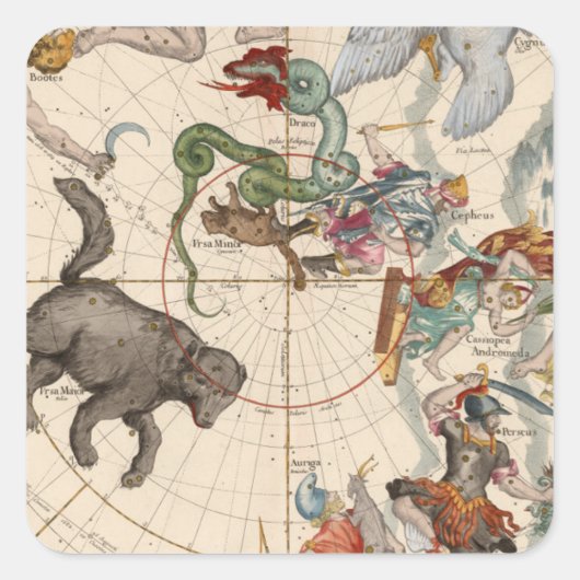 ヴィンテージ北極の地図 スクエアシール (正面)