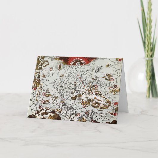 ヴィンテージ北極オールドアンティークマップワールド カード (正面)