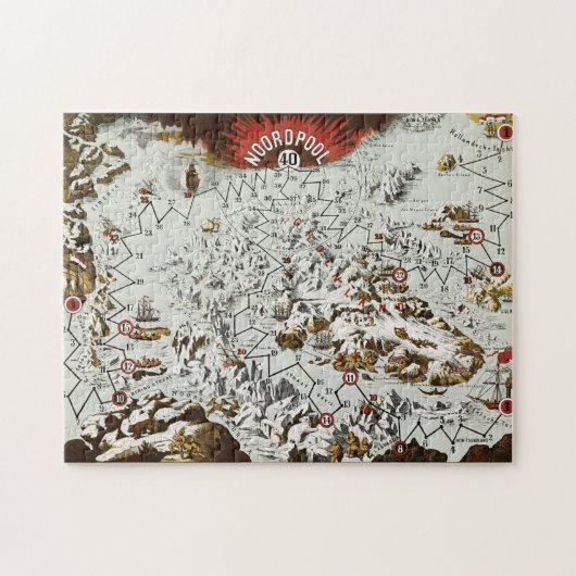 ヴィンテージ北極オールドアンティークマップワールド ジグソーパズル (横)