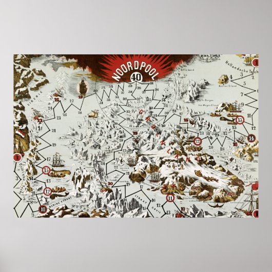 ヴィンテージ北極オールドアンティークマップワールド ポスター (正面)