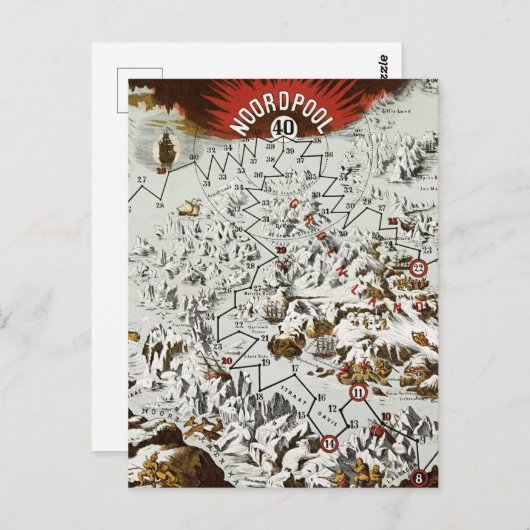 ヴィンテージ北極オールドアンティークマップワールド ポストカード (正面/裏面)