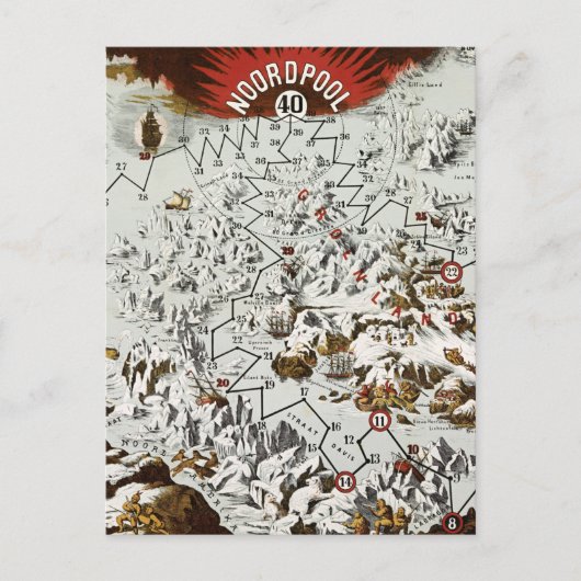 ヴィンテージ北極オールドアンティークマップワールド ポストカード (正面)