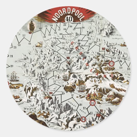ヴィンテージ北極オールドアンティークマップワールド ラウンドシール (正面)