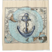 ヴィンテージ北極マップ航海のいかり シャワーカーテン (正面)