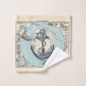 ヴィンテージ北極マップ航海のいかり バスタオルセット (ウォッシュタオル)