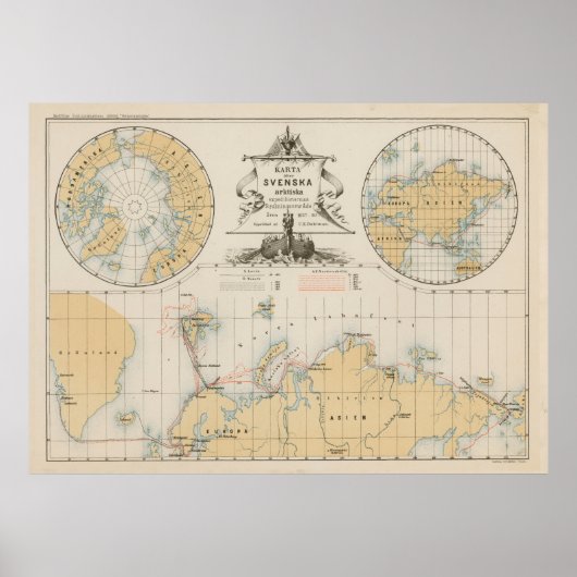 ヴィンテージ北極北極探査地図1880 ポスター (正面)