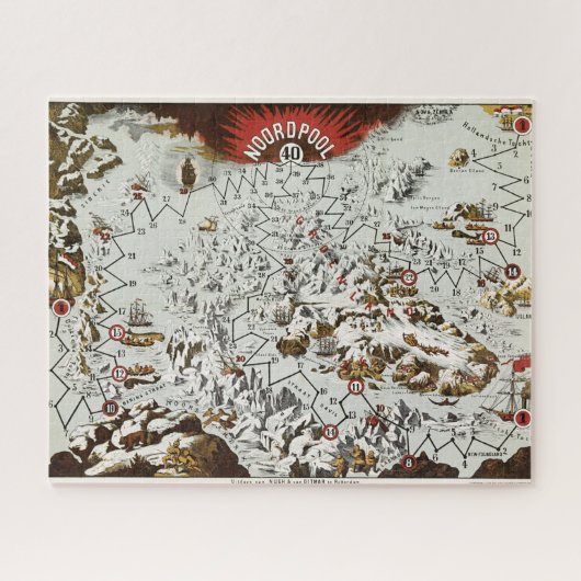 ヴィンテージ北極旧アンティーク地図ワールド ジグソーパズル (横)