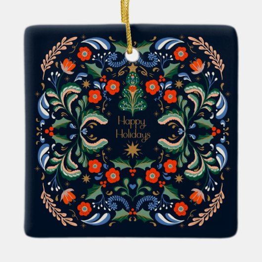 ヴィンテージ北欧クリスマス セラミックオーナメント (正面)