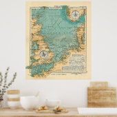 ヴィンテージ北海バイキング北海航路の地図(1906) ポスター (キッチン)