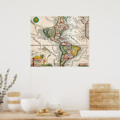 ヴィンテージ北米と南米の地図1761 ポスター (キッチン)