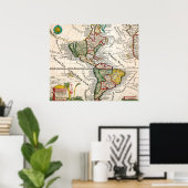 ヴィンテージ北米と南米の地図1761 ポスター (ホームオフィス)
