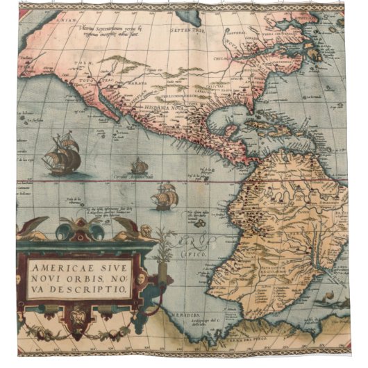 ヴィンテージ北米の地図 シャワーカーテン (正面)