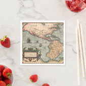 ヴィンテージ北米の地図 スタンダードカクテルナプキン (インサイチュ)