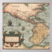 ヴィンテージ北米の地図 ポスター (正面)