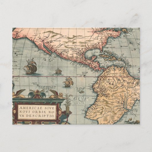 ヴィンテージ北米の地図 ポストカード (正面)