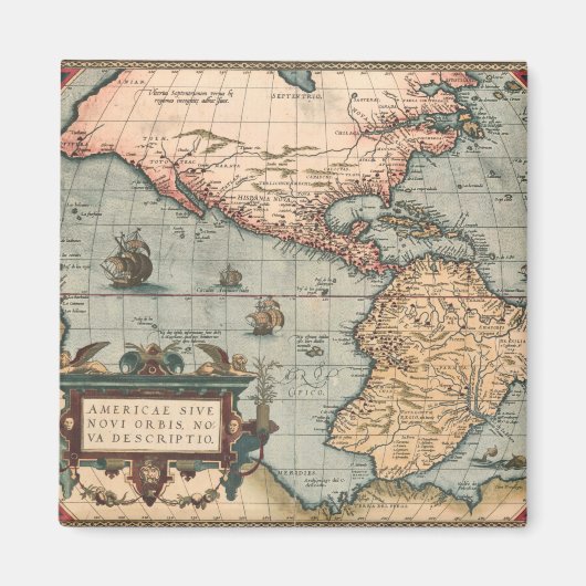 ヴィンテージ北米の地図 マグネット (正面)