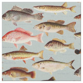 ヴィンテージ北米の魚のパターン ファブリック (クローズアップ)