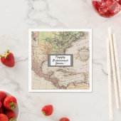 ヴィンテージ北米地図のパーソナライズされた廃止 スタンダードカクテルナプキン (インサイチュ)