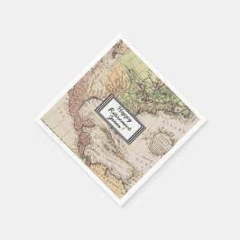 ヴィンテージ北米地図のパーソナライズされた廃止 スタンダードカクテルナプキン