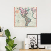 ヴィンテージ北米・南米の地図1806 ポスター (ホームオフィス)