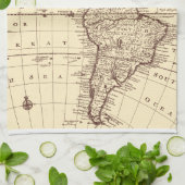 ヴィンテージ北米・南米の地図 キッチンタオル (折り畳み)