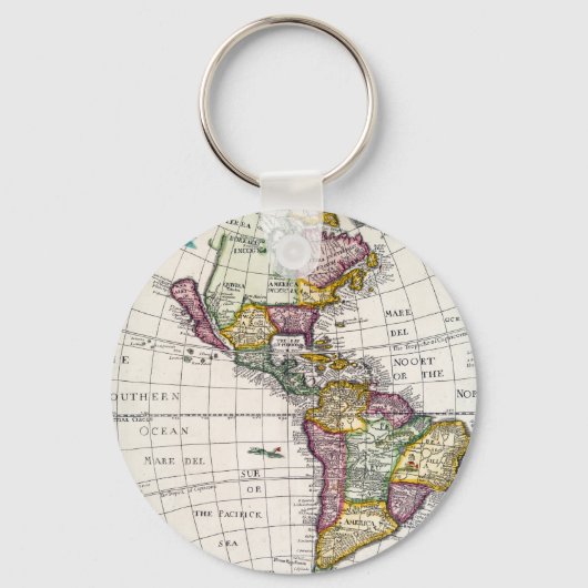 ヴィンテージ北米・南米の地図 キーホルダー (正面)