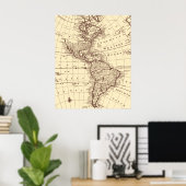ヴィンテージ北米・南米の地図 ポスター (ホームオフィス)