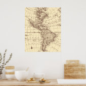 ヴィンテージ北米・南米の地図 ポスター (キッチン)