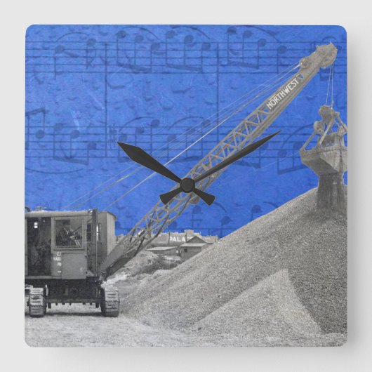 ヴィンテージ北西クレーン操作者摩擦リグ スクエア壁時計 (正面)