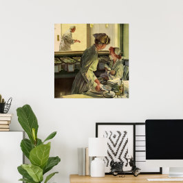 ヴィンテージ医学、ナースと生まれたばかりのベビー乳児 ポスター