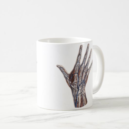 ヴィンテージ医学、人間の解剖学的手指 コーヒーマグカップ (正面右)