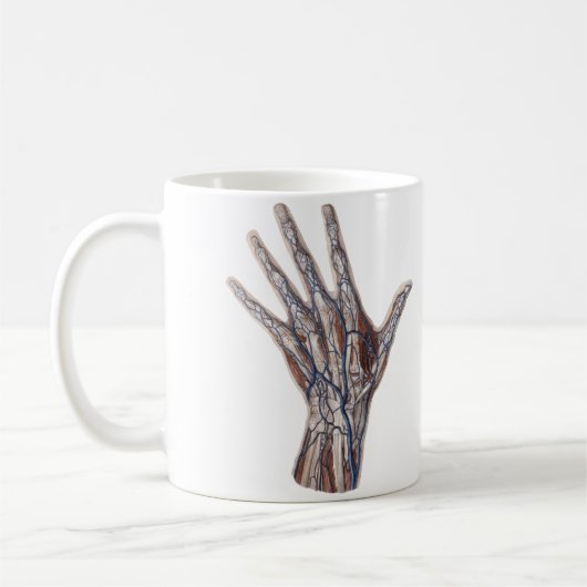 ヴィンテージ医学、人間の解剖学的手指 コーヒーマグカップ (左)