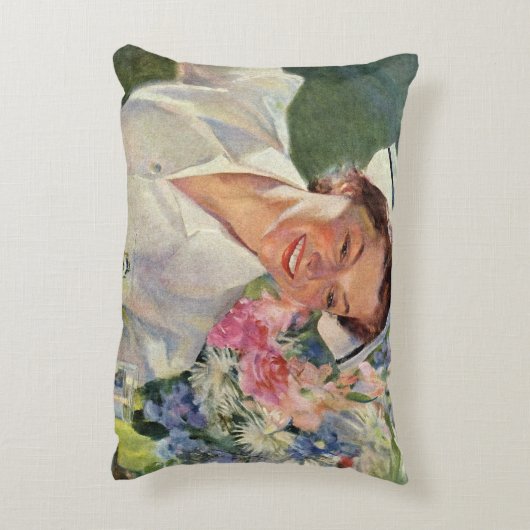 ヴィンテージ医学、制服の幸せなナース アクセントクッション (裏面(縦))