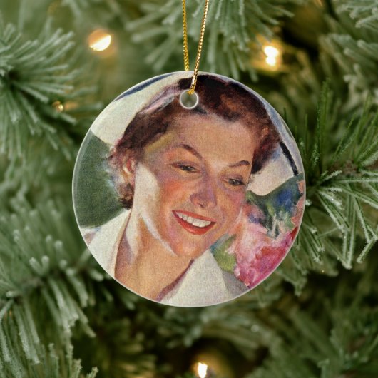 ヴィンテージ医学、制服の幸せなナース セラミックオーナメント (ツリー)