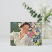 ヴィンテージ医学、制服の幸せなナース ポストカード (スタンド正面)