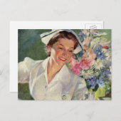 ヴィンテージ医学、制服の幸せなナース ポストカード (正面/裏面)