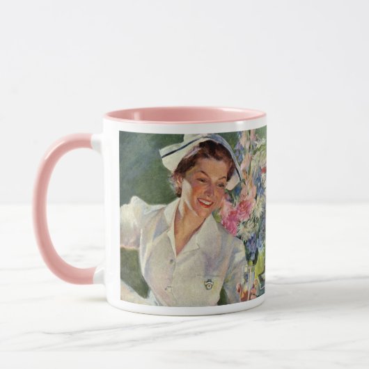 ヴィンテージ医学、制服の幸せなナース マグカップ (左)