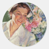 ヴィンテージ医学、制服の幸せなナース ラウンドシール (正面)