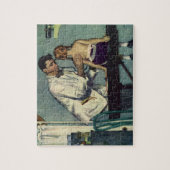 ヴィンテージ医学、医師が少女の患者を見る ジグソーパズル (縦)