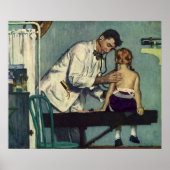 ヴィンテージ医学、医師が少女の患者を見る ポスター (正面)