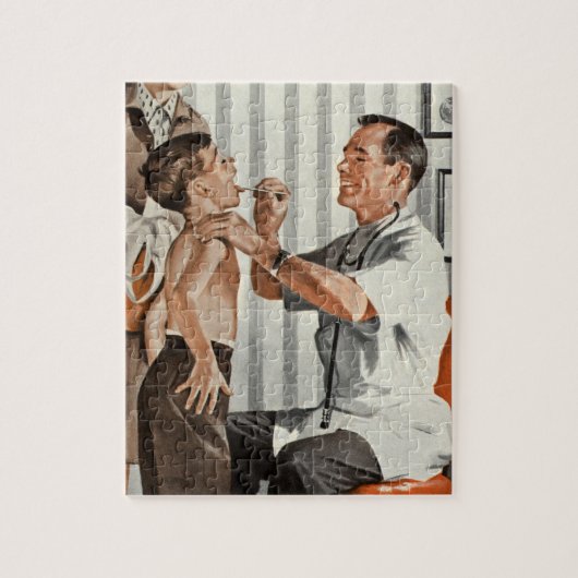 ヴィンテージ医学、小児科医と患者 ジグソーパズル (縦)