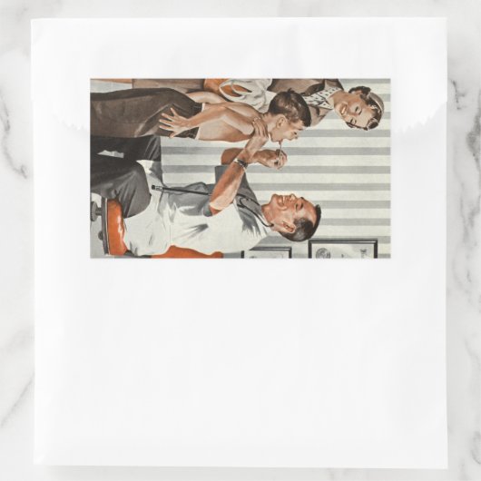 ヴィンテージ医学、小児科医と患者 長方形シール (バッグ)