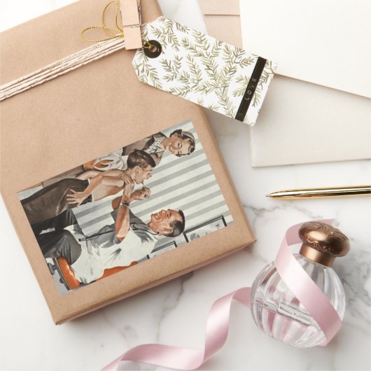 ヴィンテージ医学、小児科医と患者 長方形シール (ギフト)