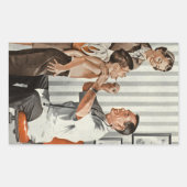 ヴィンテージ医学、小児科医と患者 長方形シール (正面)