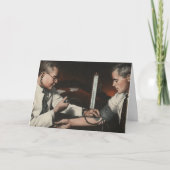 ヴィンテージ医学、病気の患者を検査する医師 カード (正面)